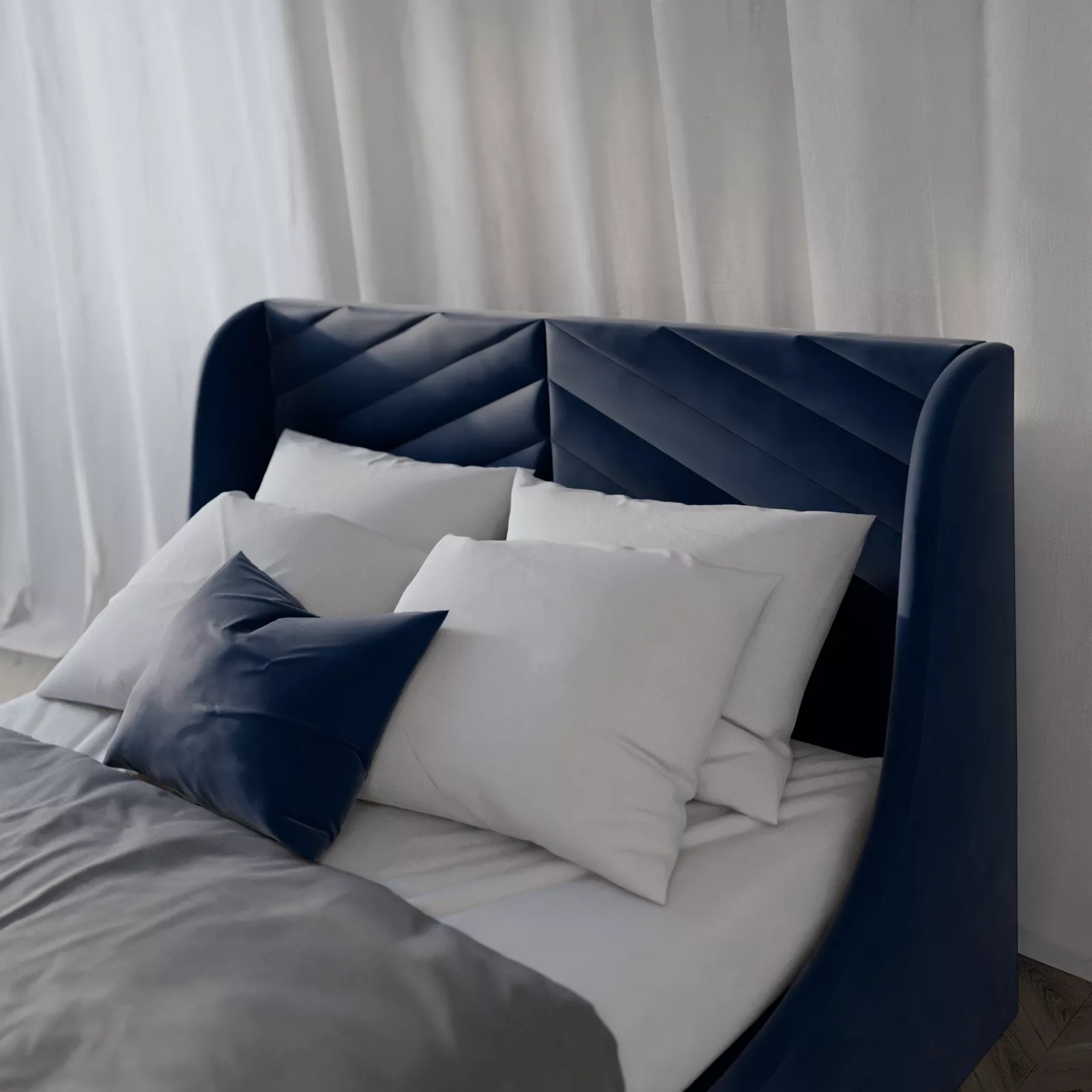 Close detail of a handcrafted Shloff bed